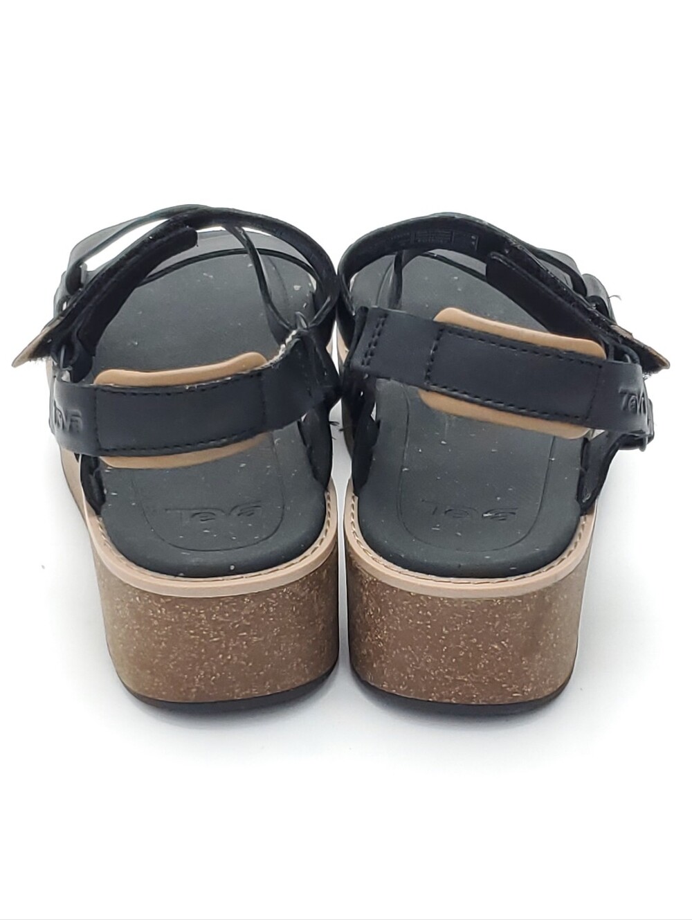 Teva Madera Wedge Leather Platform Sandals Black Open Toe Womens Size 9 Chunky - Picture 6 of 10